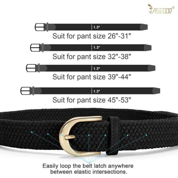 ❤️Men Black Stretch Belt Elastic Casual Belt for Men, Women and Junior Wide - Picture 6 of 7